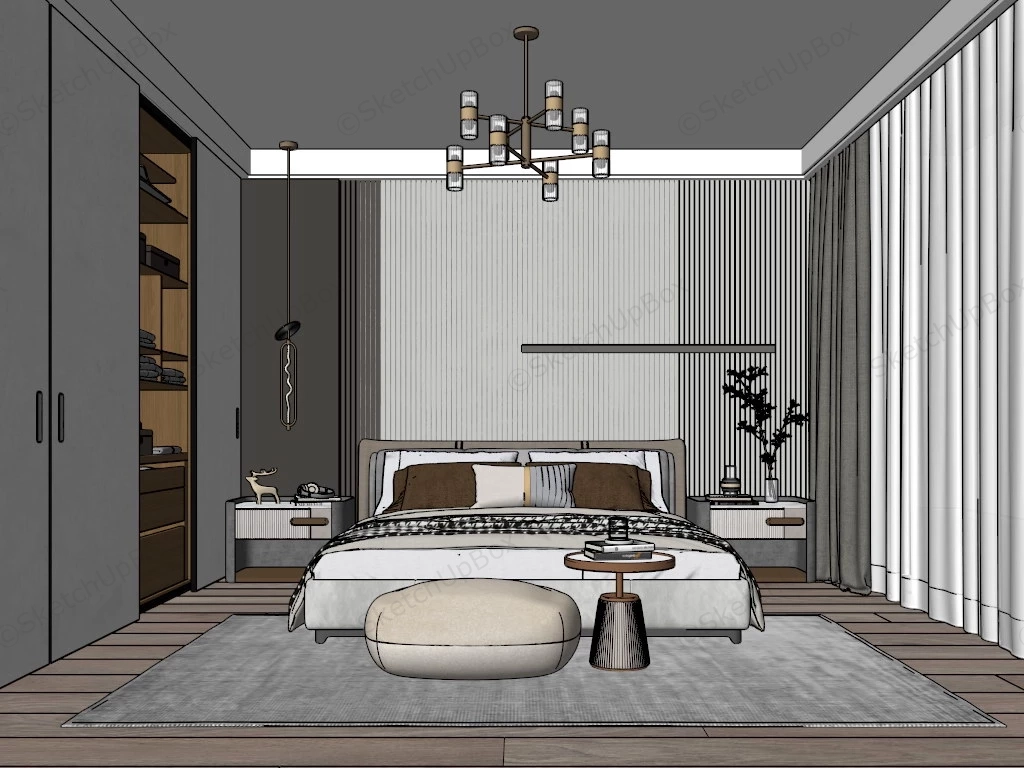 Adult Male Bedroom Idea sketchup model preview - SketchupBox