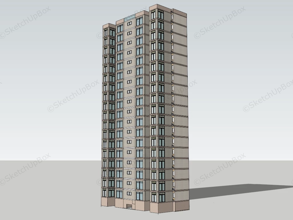 High Rise Residential Apartment Building sketchup model preview - SketchupBox