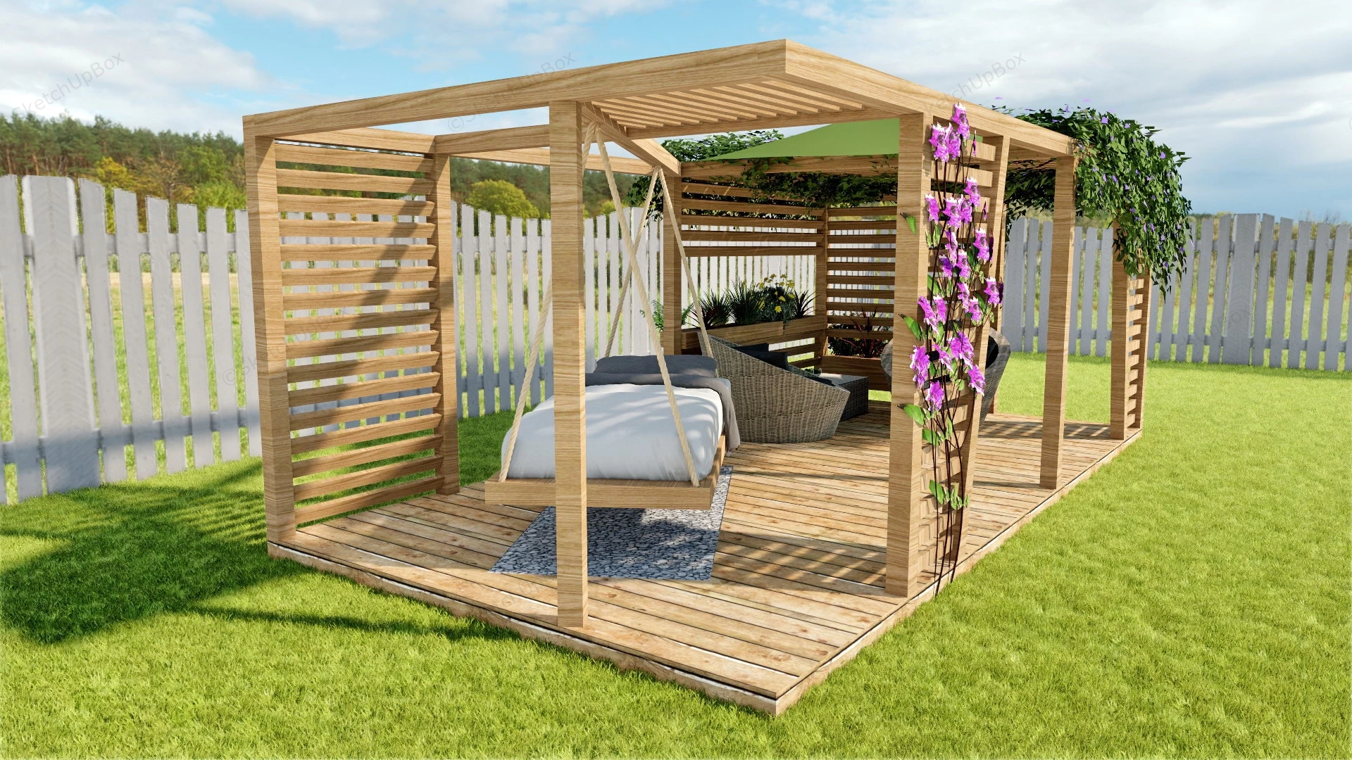 Backyard Patio Pergola Design sketchup model preview - SketchupBox