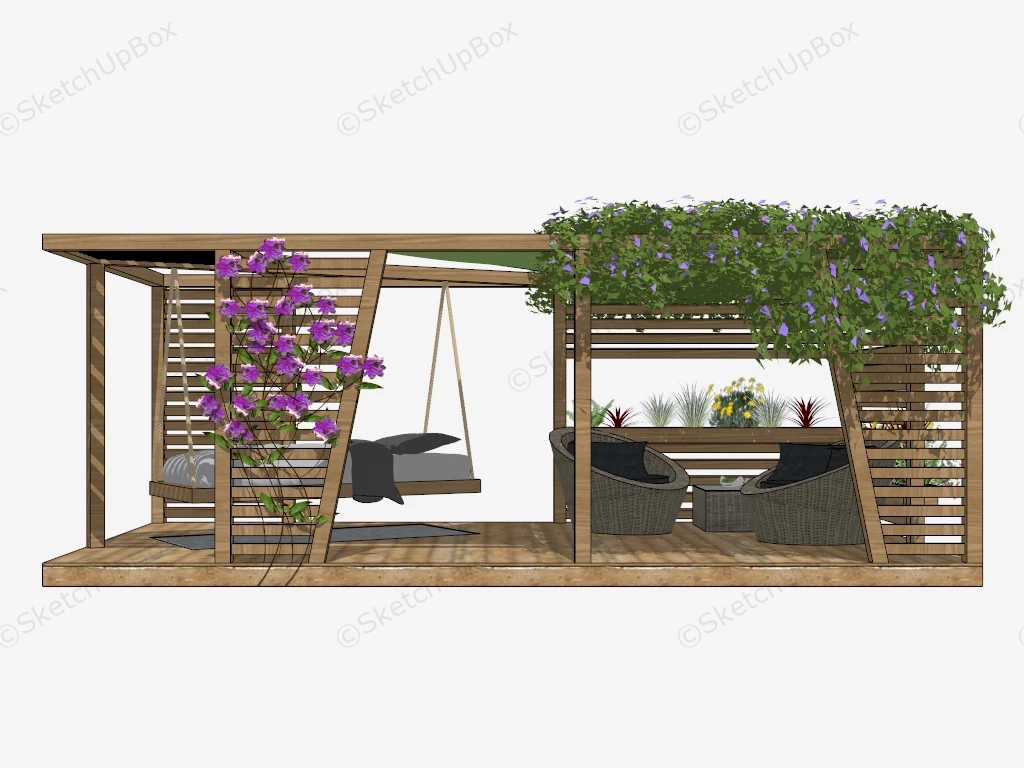 Backyard Patio Pergola Design sketchup model preview - SketchupBox