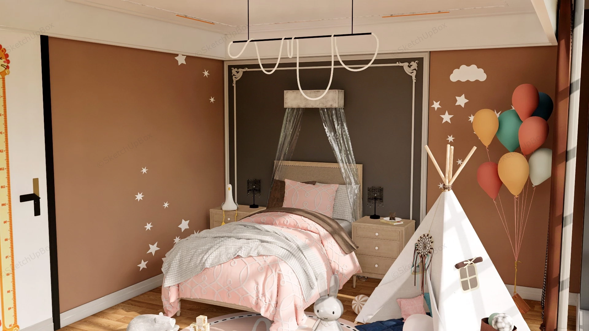 Toddler Girl Bedroom Ideas sketchup model preview - SketchupBox