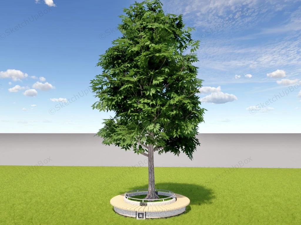 Tree Surround Bench sketchup model preview - SketchupBox