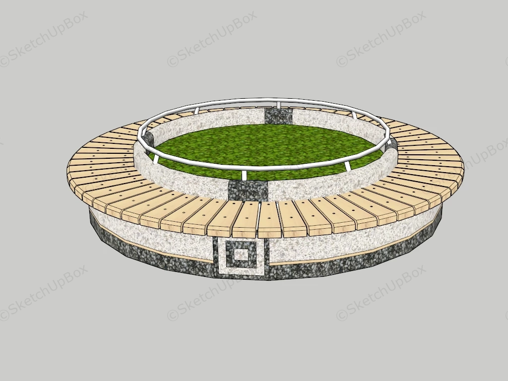 Tree Surround Bench sketchup model preview - SketchupBox