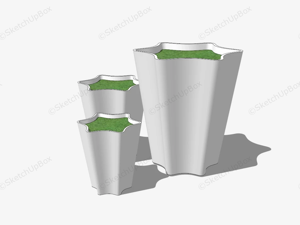 White Planter Set sketchup model preview - SketchupBox