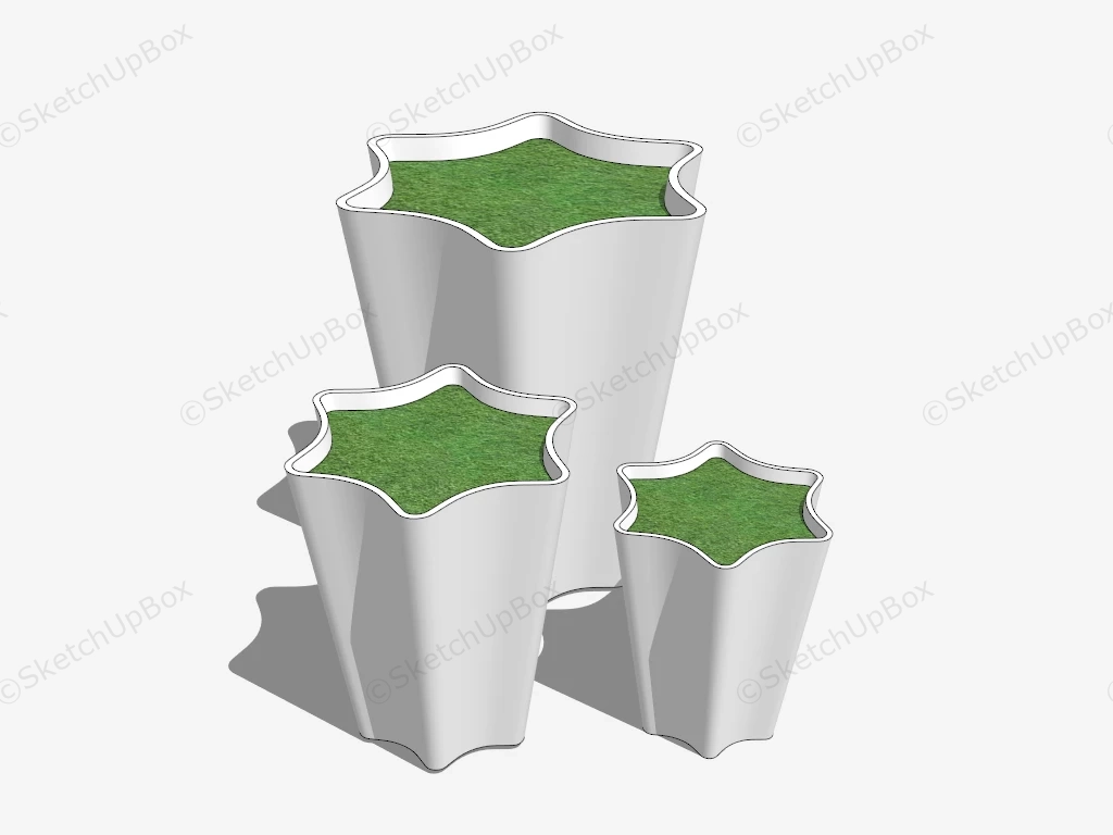 White Planter Set sketchup model preview - SketchupBox