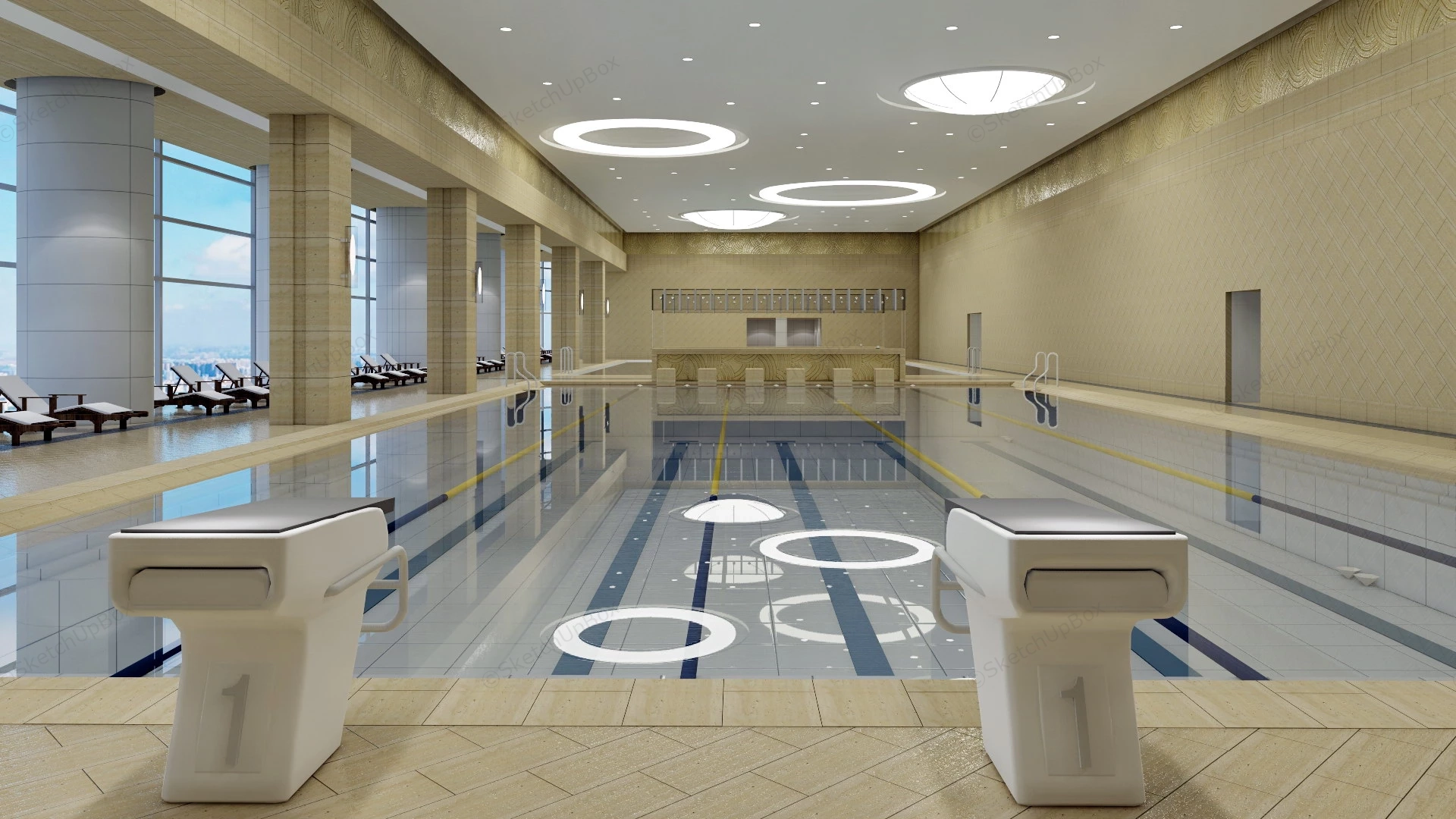 Fitness Club Indoor Swimming Pool sketchup model preview - SketchupBox