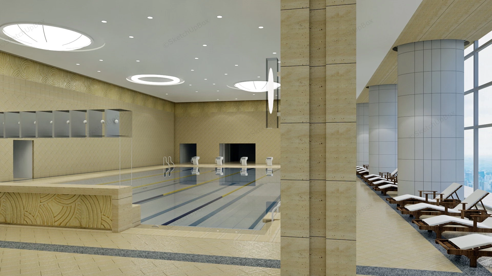 Fitness Club Indoor Swimming Pool sketchup model preview - SketchupBox