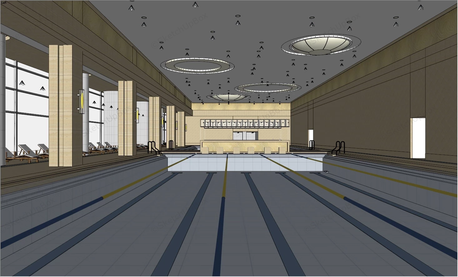 Fitness Club Indoor Swimming Pool sketchup model preview - SketchupBox