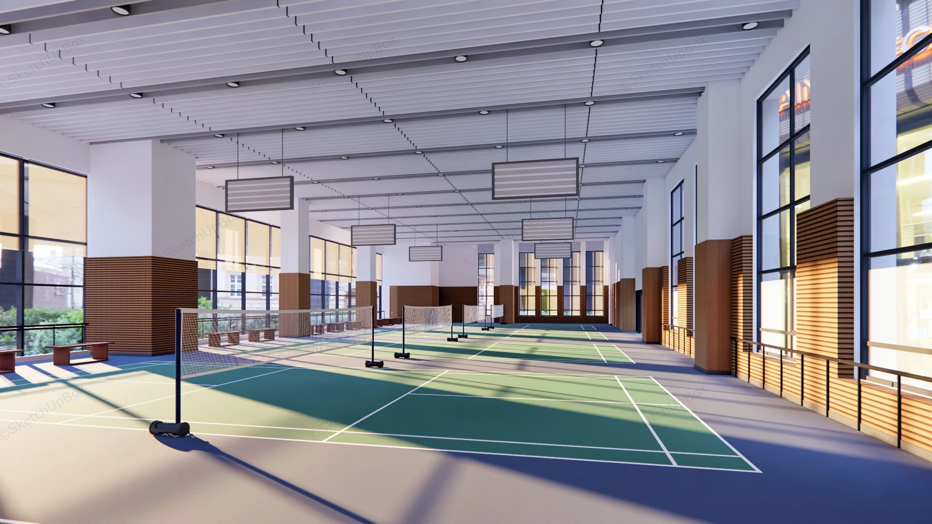 Badminton Gymnasium sketchup model preview - SketchupBox