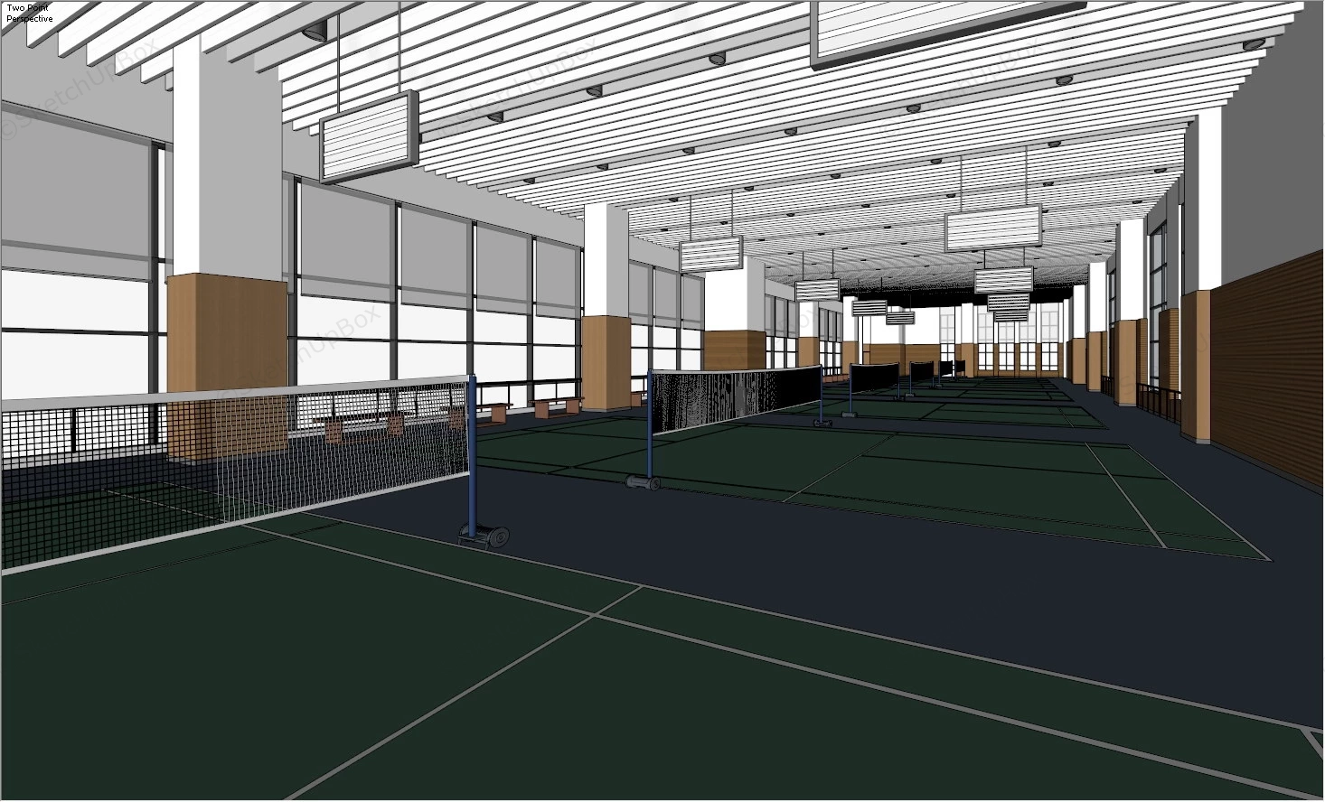 Badminton Gymnasium sketchup model preview - SketchupBox