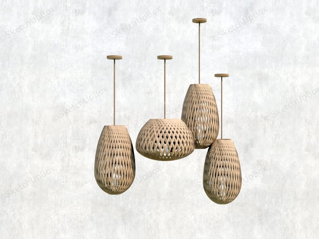 Bamboo Woven Pendant Lights sketchup model preview - SketchupBox