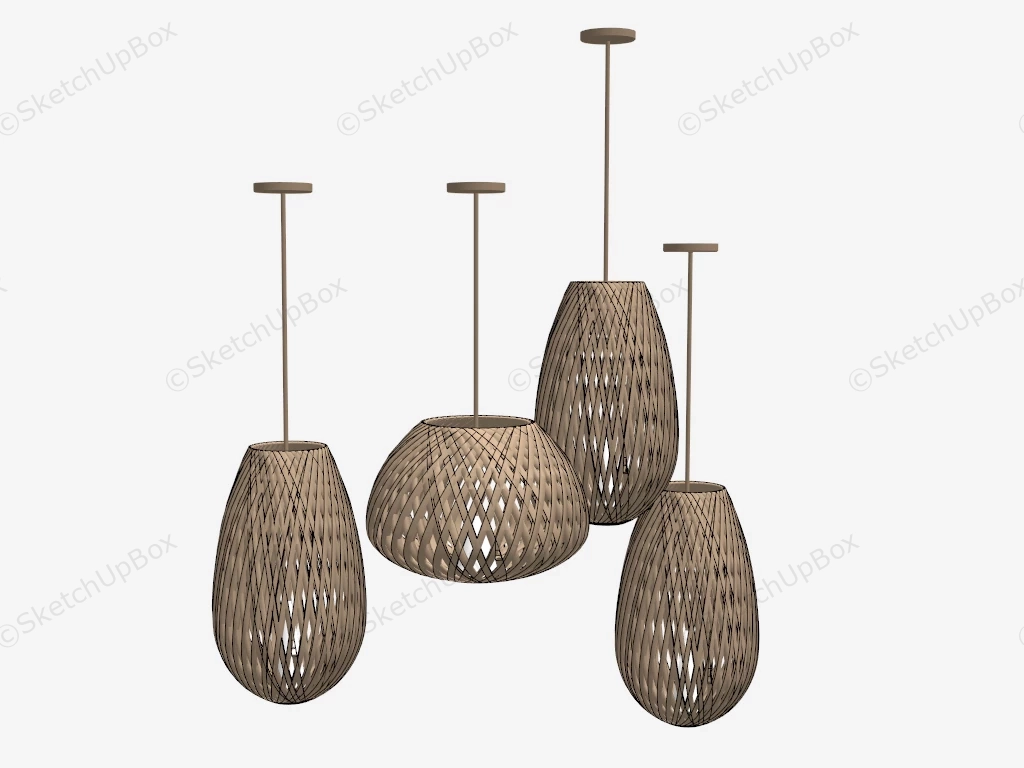 Bamboo Woven Pendant Lights sketchup model preview - SketchupBox