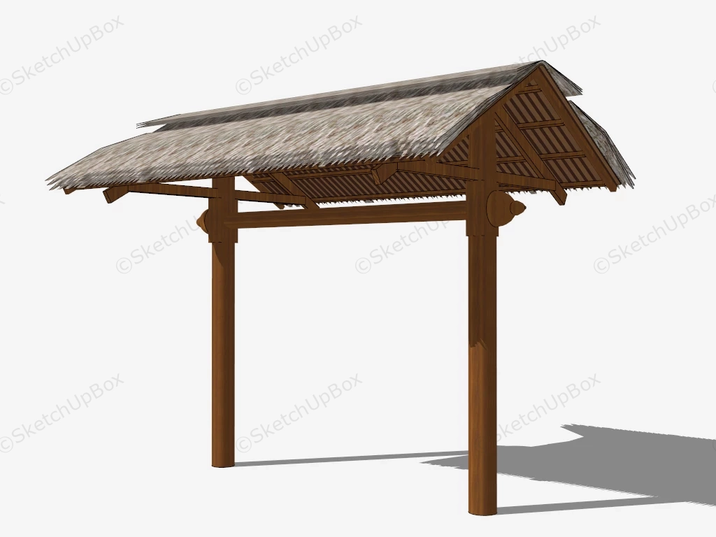 Small Thatched Gazebo sketchup model preview - SketchupBox