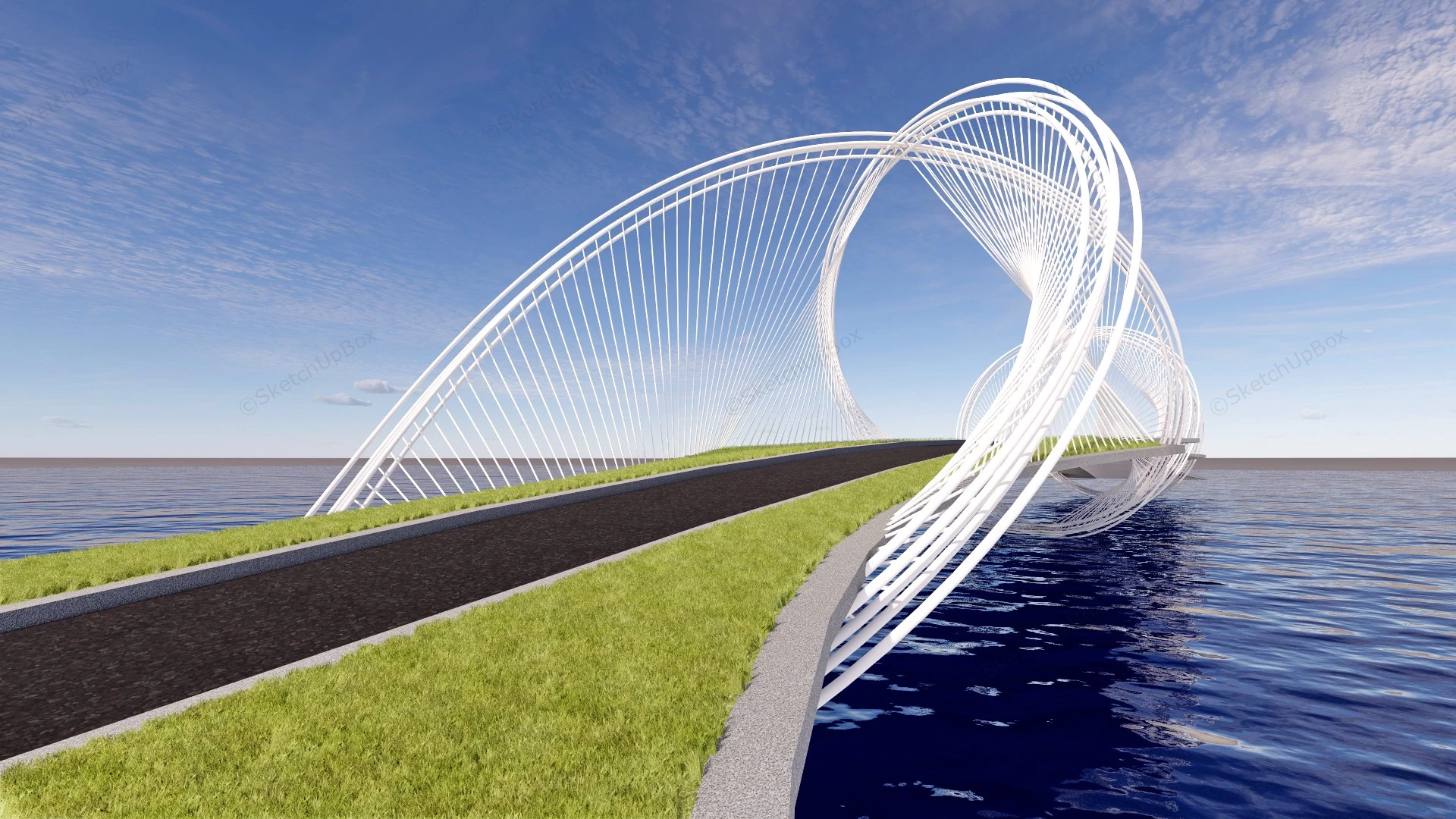 Pedestrian Bridge sketchup model preview - SketchupBox