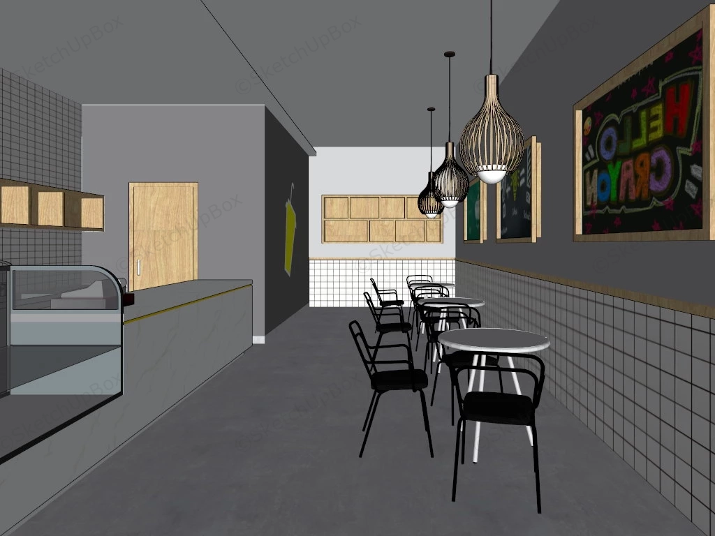 Small Modern Bubble Tea Shop Design sketchup model preview - SketchupBox