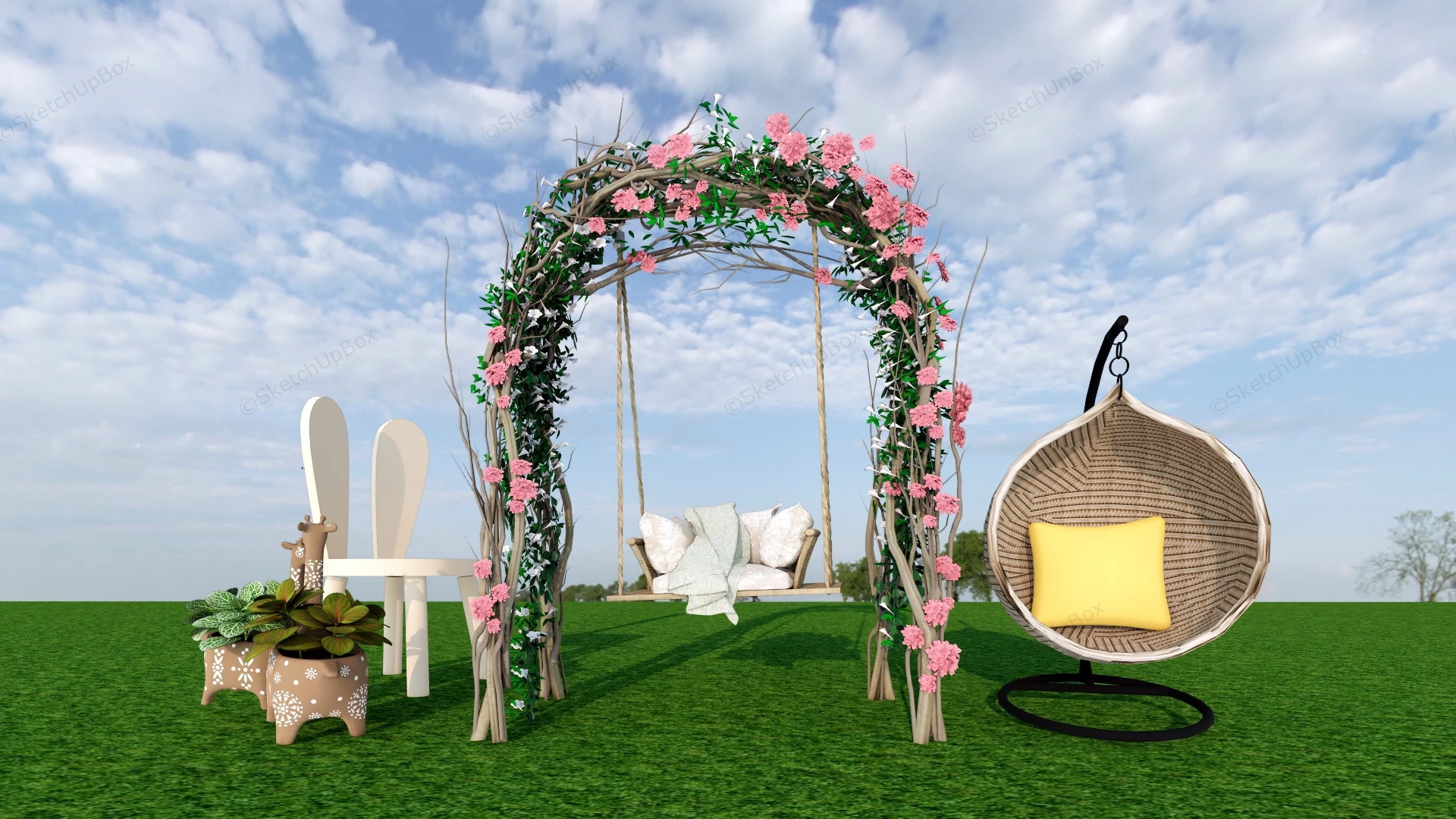 Flower Garden Swing sketchup model preview - SketchupBox