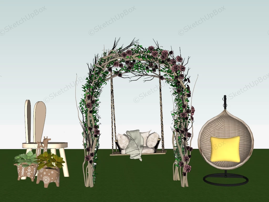 Flower Garden Swing sketchup model preview - SketchupBox