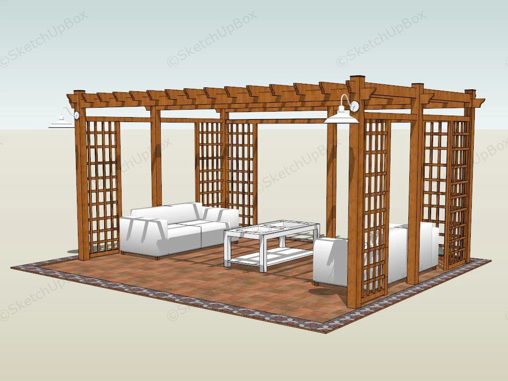 Wooden Garden Pergola sketchup model preview - SketchupBox