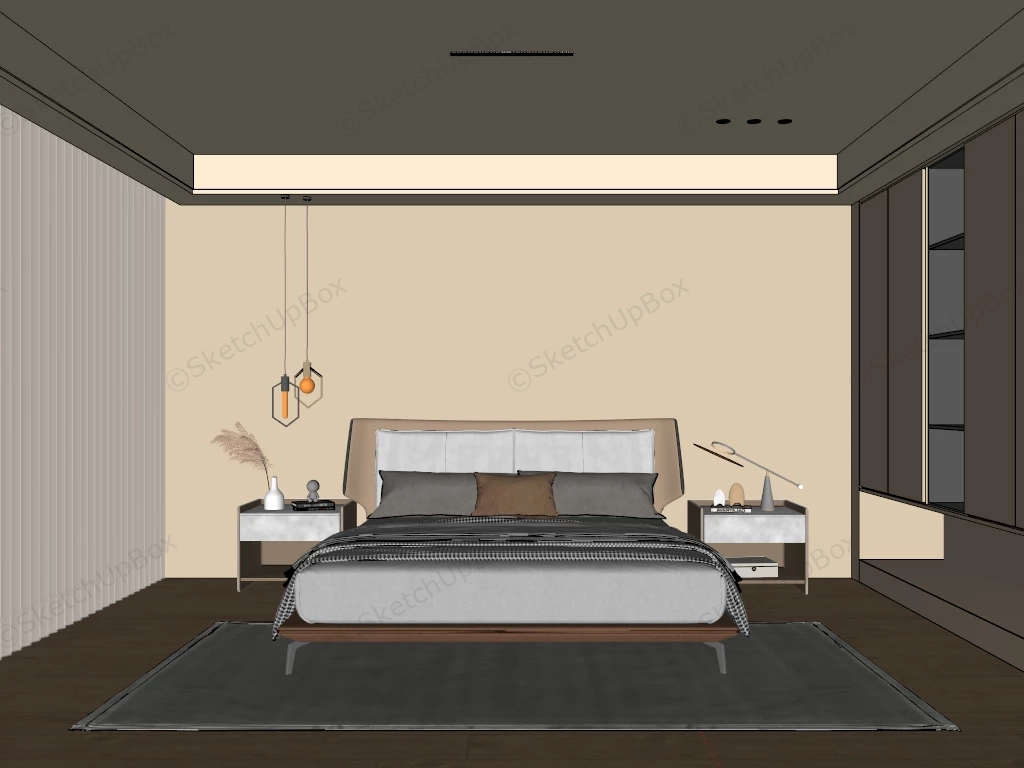 Simple Male Bedroom Ideas sketchup model preview - SketchupBox