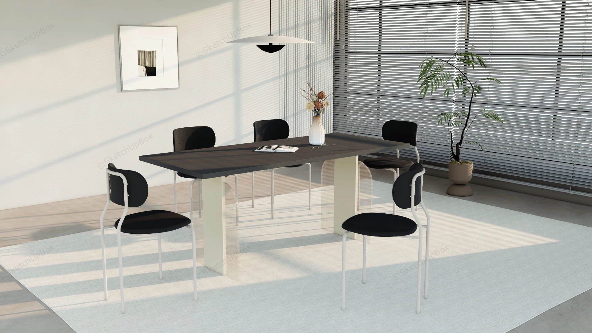 Modern Dining Room Table Set sketchup model preview - SketchupBox