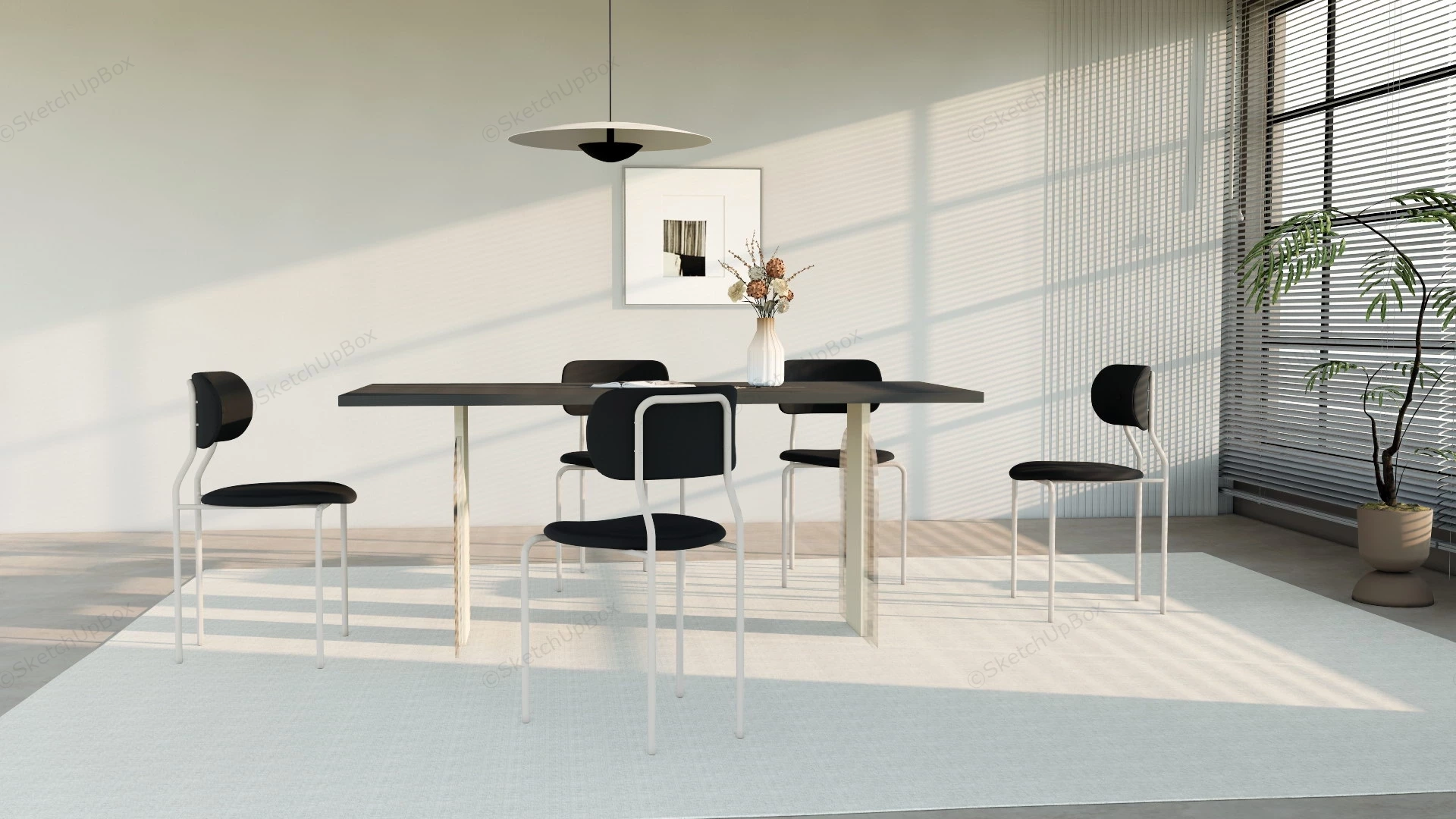 Modern Dining Room Table Set sketchup model preview - SketchupBox