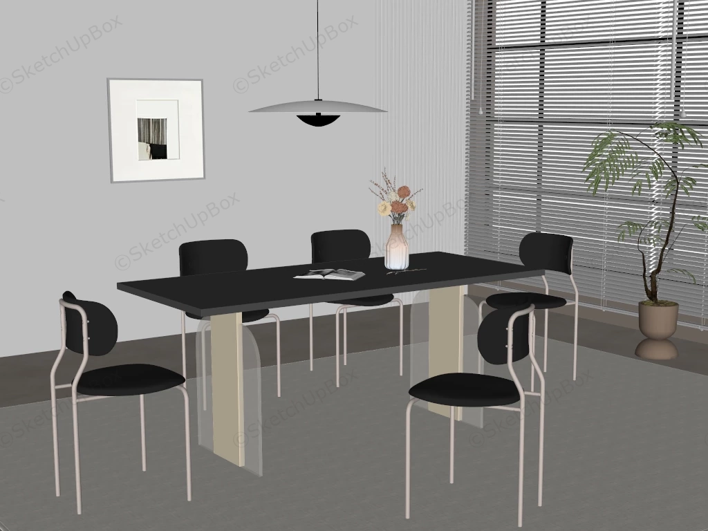 Modern Dining Room Table Set sketchup model preview - SketchupBox