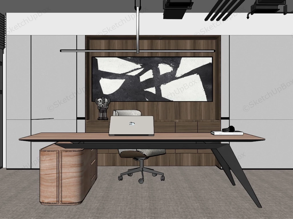 Modern Minimalist Executive Office Interior sketchup model preview - SketchupBox