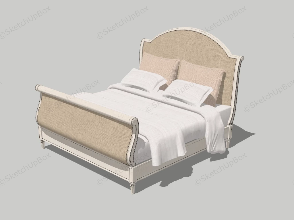 Rustic Sleigh Bed sketchup model preview - SketchupBox