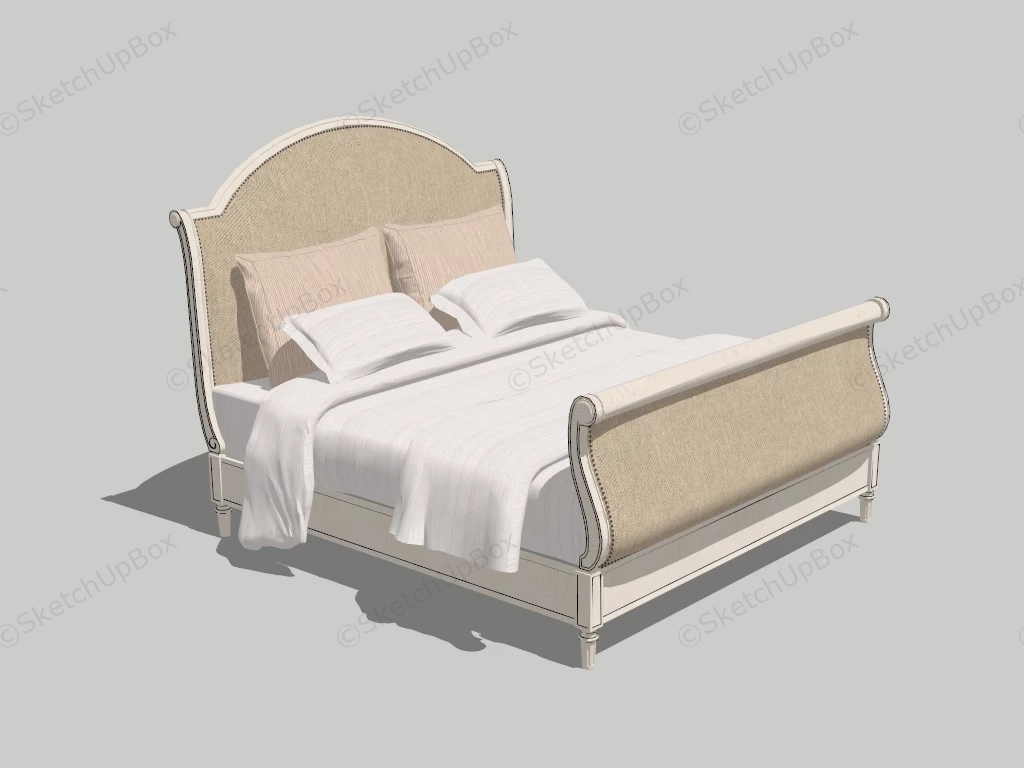 Rustic Sleigh Bed sketchup model preview - SketchupBox