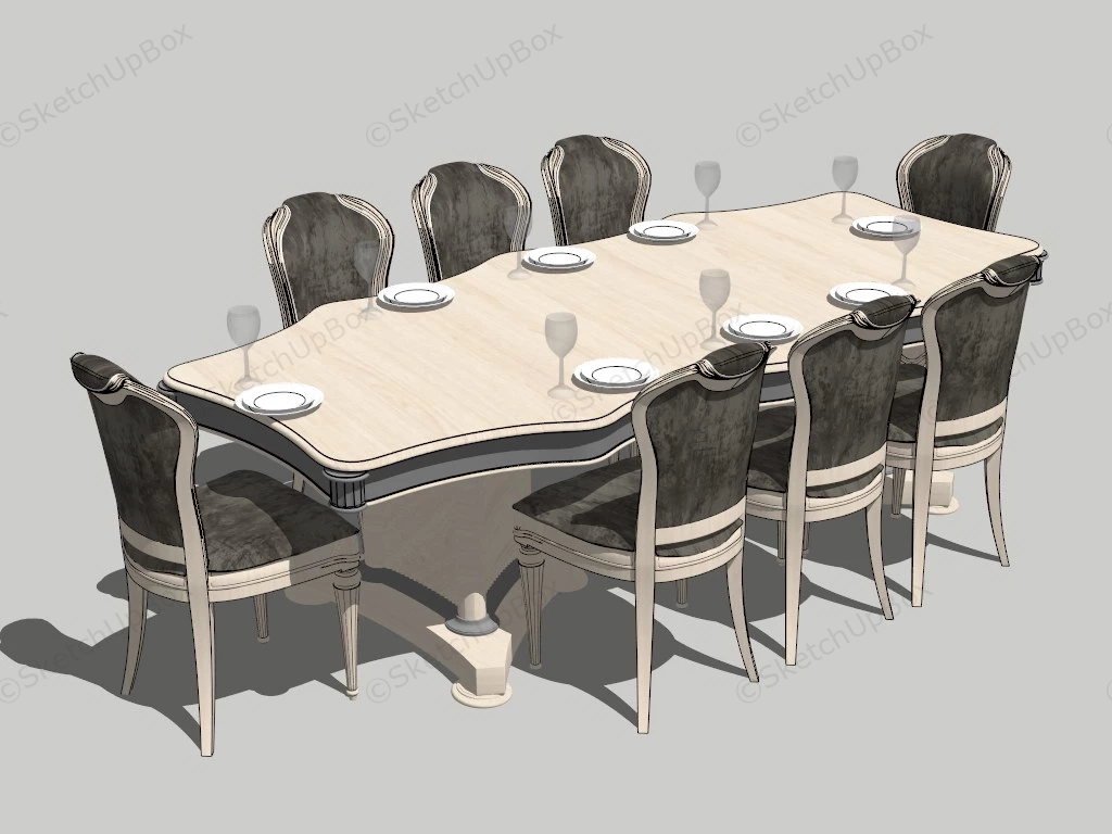 Formal Dining Room Set sketchup model preview - SketchupBox