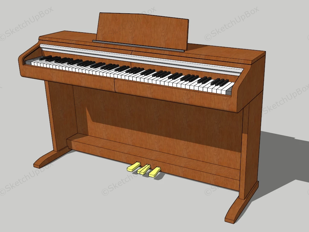 Brown Upright Piano sketchup model preview - SketchupBox