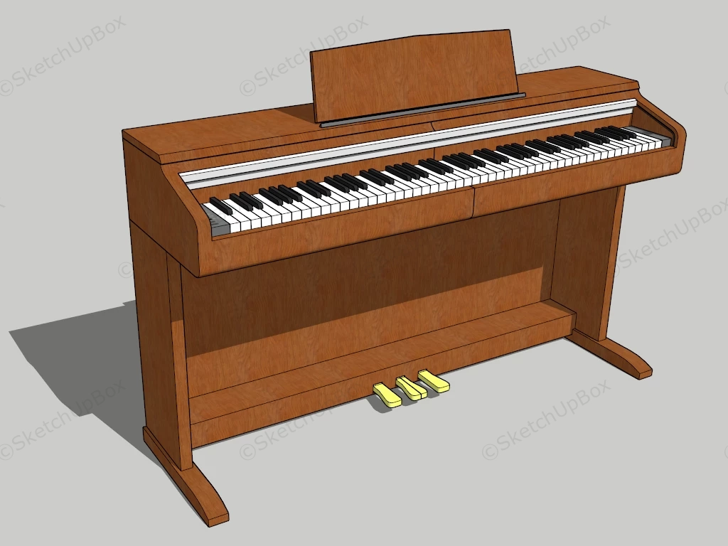 Brown Upright Piano sketchup model preview - SketchupBox