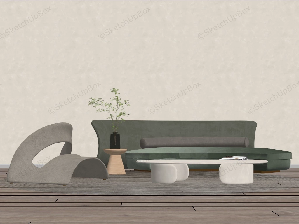 Curved Living Room Set sketchup model preview - SketchupBox