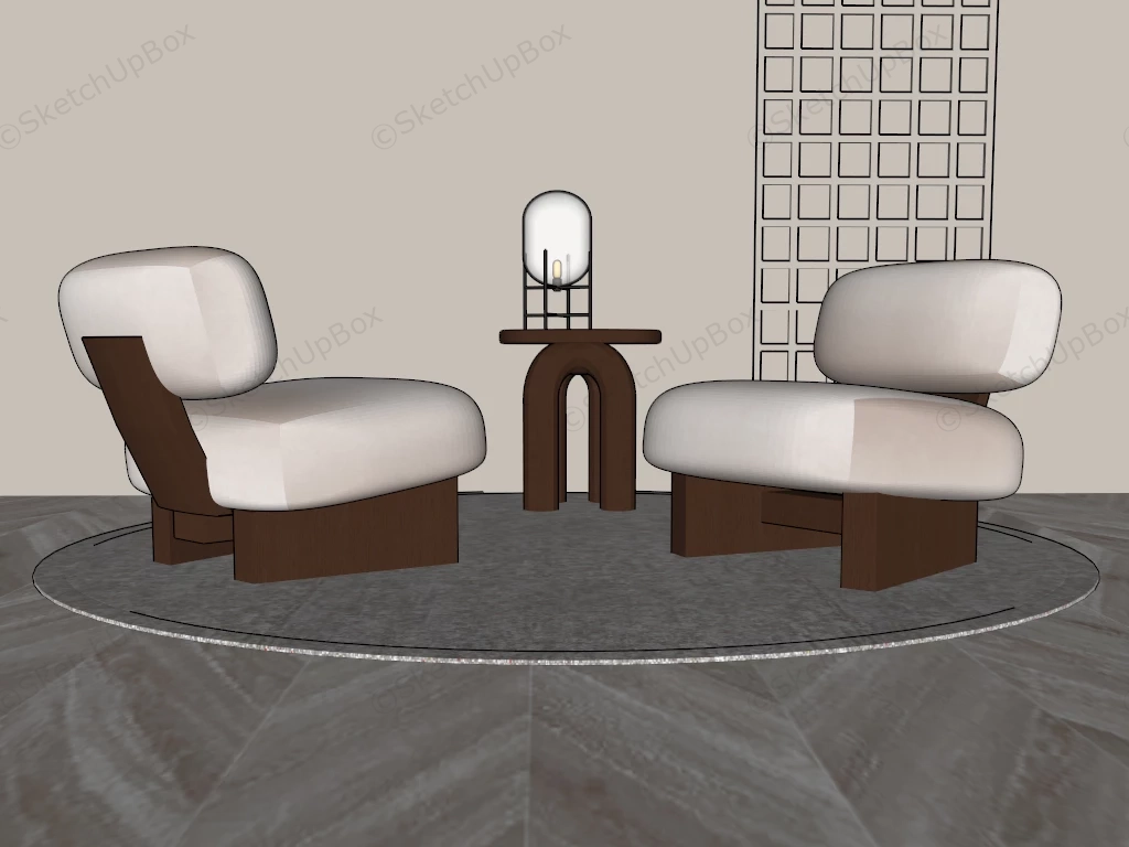 Wabi Sabi Accent Chair Set sketchup model preview - SketchupBox