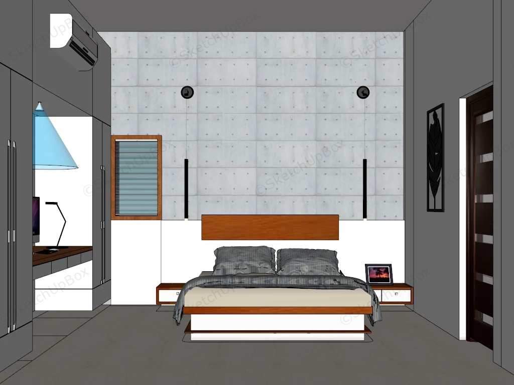 Young Guy Bedroom sketchup model preview - SketchupBox