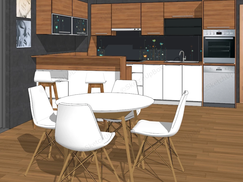 Kitchen With Dining Table Design sketchup model preview - SketchupBox