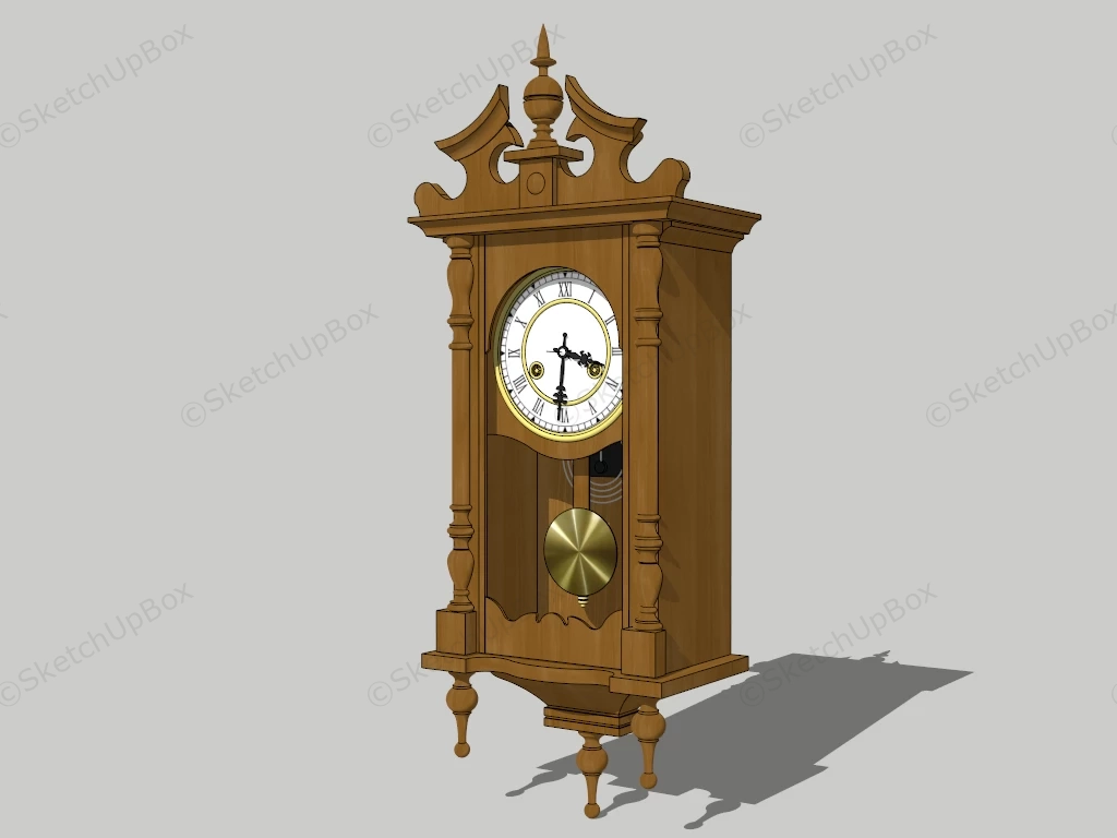 Antique Wall Clock With Pendulum sketchup model preview - SketchupBox