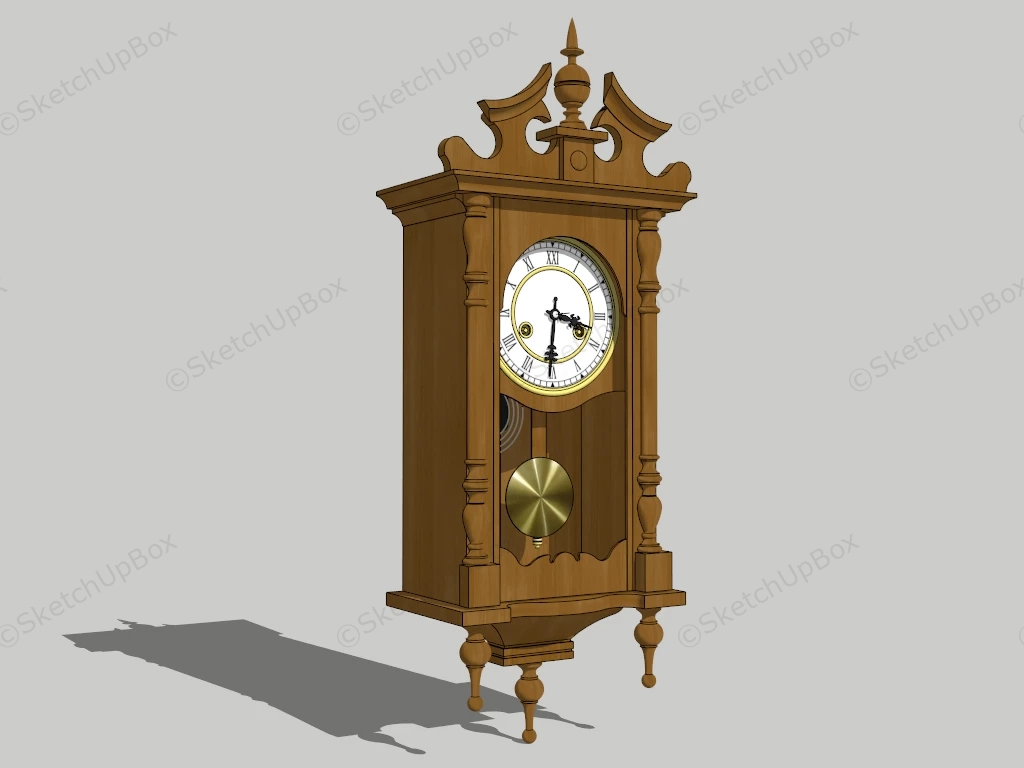 Antique Wall Clock With Pendulum sketchup model preview - SketchupBox