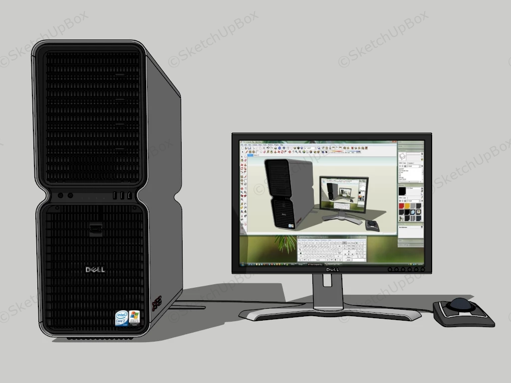 Dell XPS Desktop Computer sketchup model preview - SketchupBox