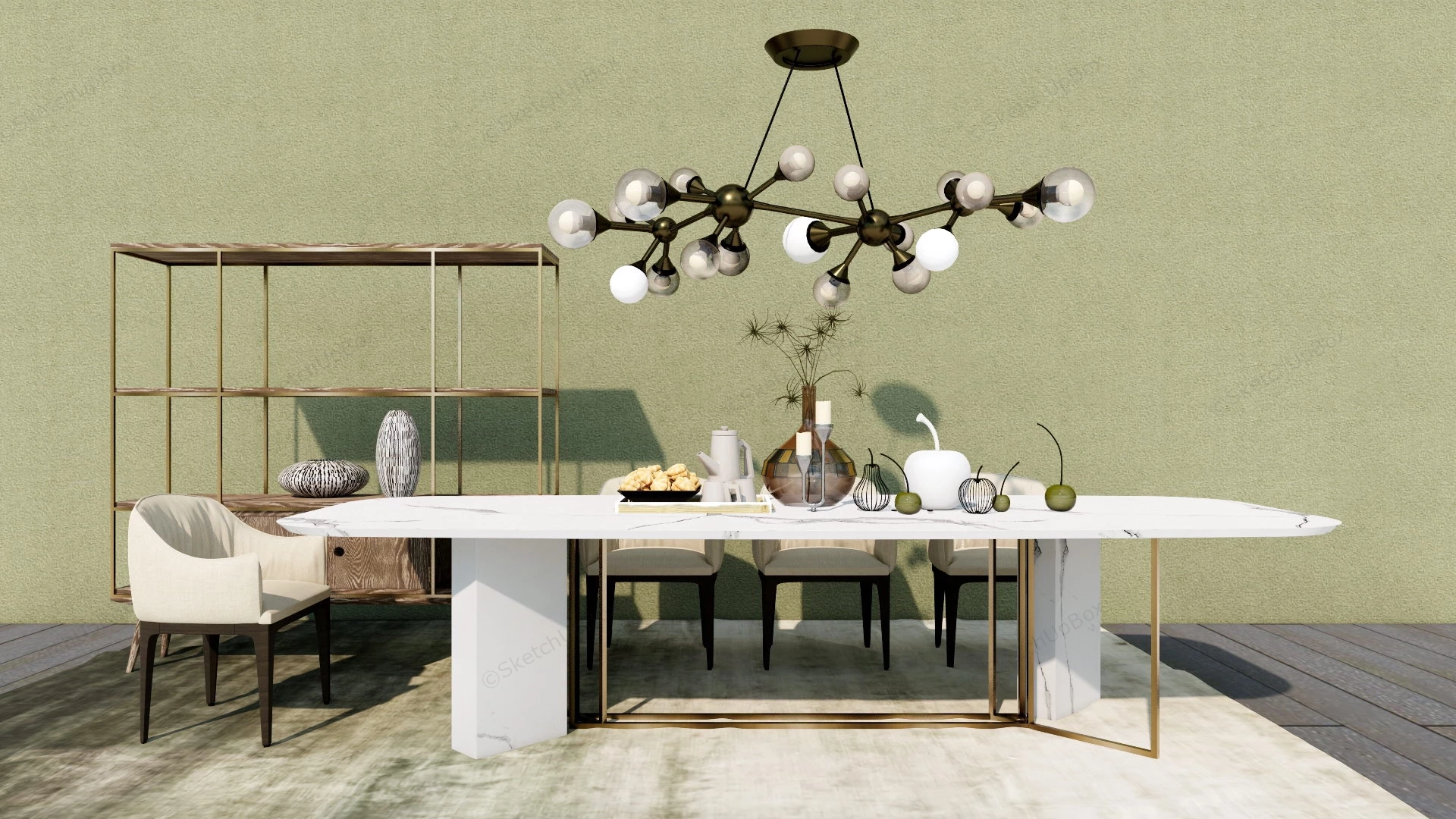 Retro Modern Dining Room Idea sketchup model preview - SketchupBox