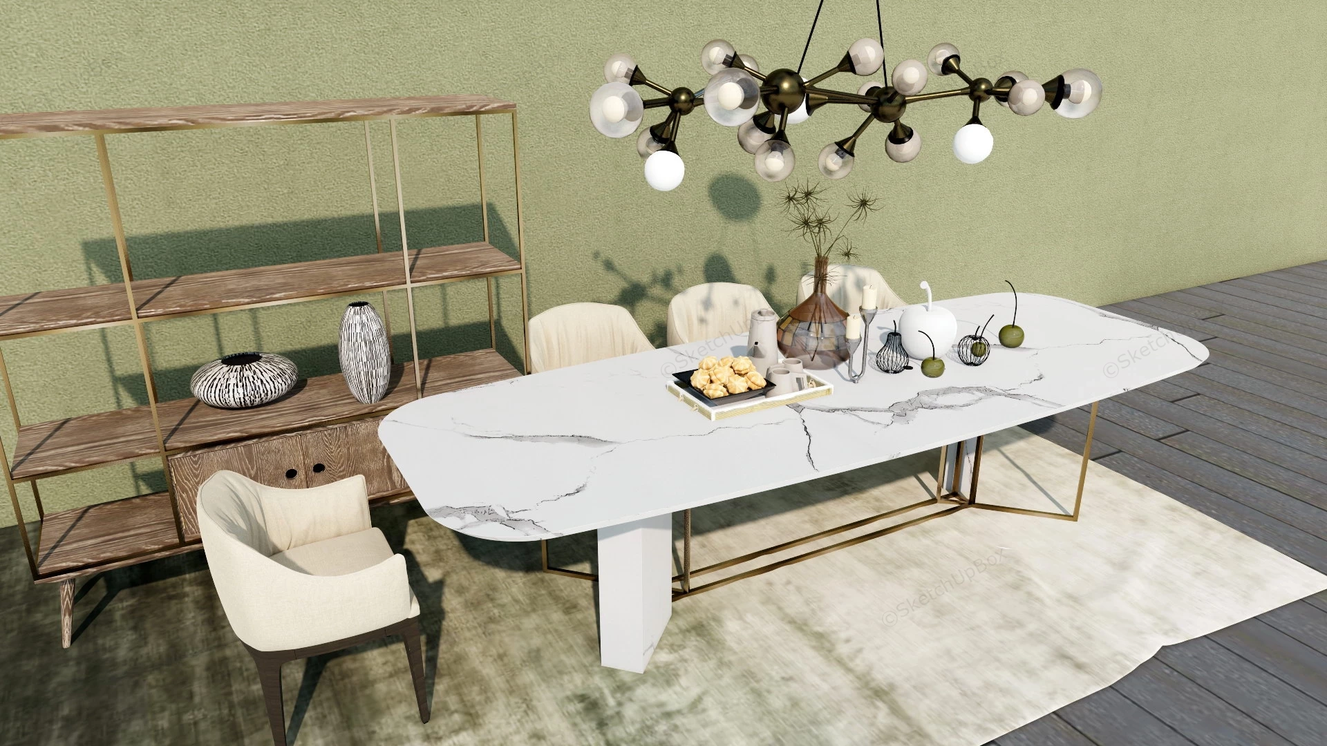 Retro Modern Dining Room Idea sketchup model preview - SketchupBox