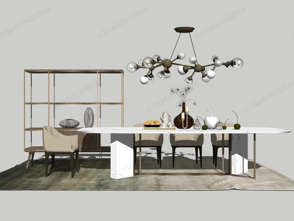 Retro Modern Dining Room Idea sketchup model preview - SketchupBox