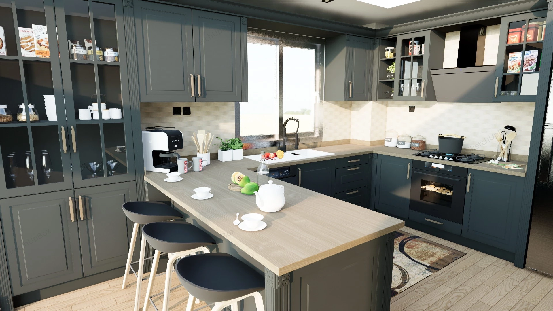 Dark Kitchen Idea sketchup model preview - SketchupBox