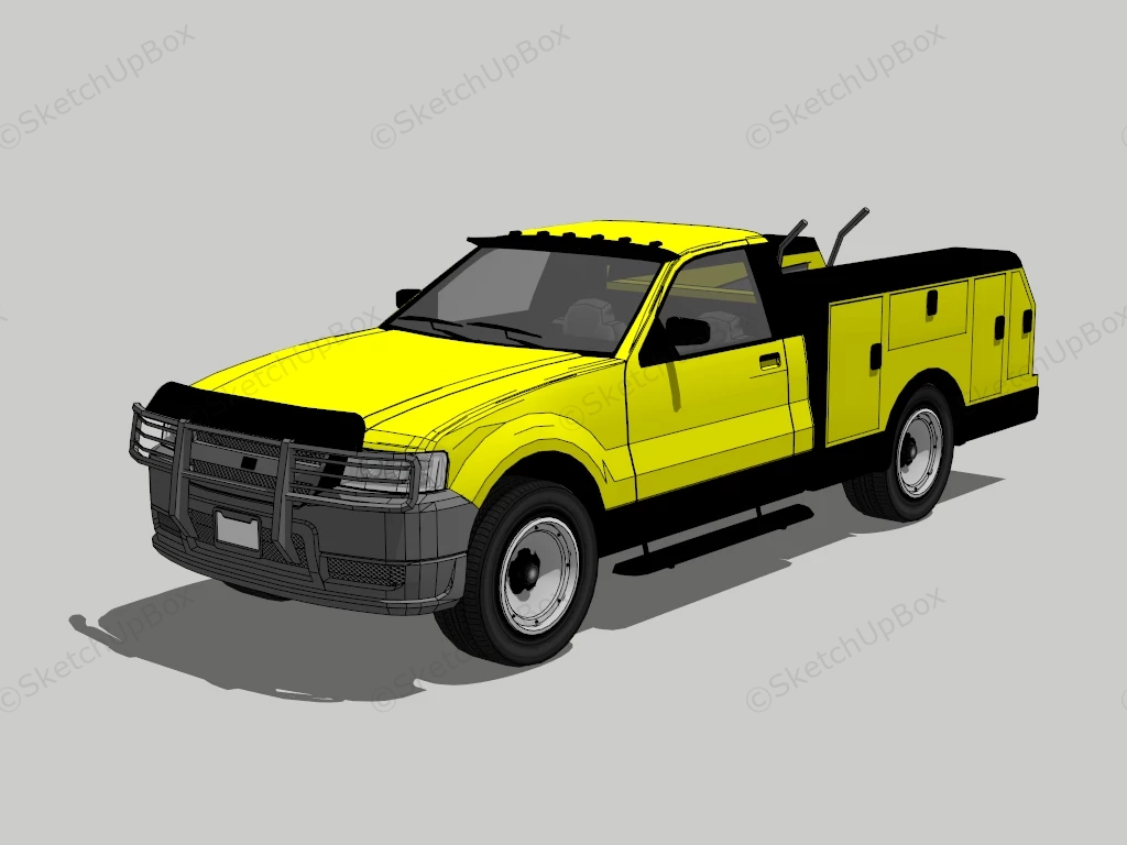 Yellow Pickup Truck sketchup model preview - SketchupBox