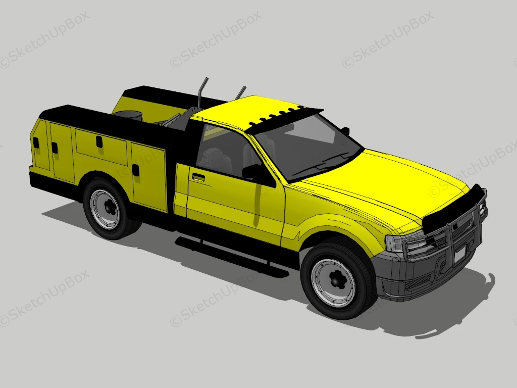 Yellow Pickup Truck sketchup model preview - SketchupBox