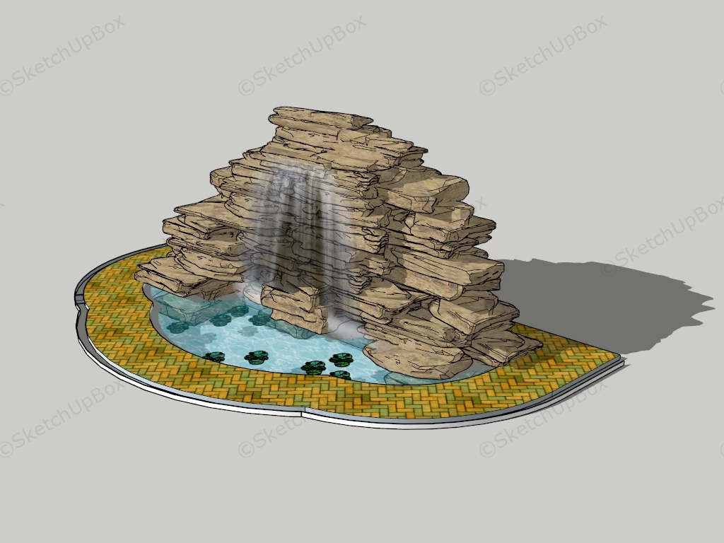 Rock Garden Waterfall sketchup model preview - SketchupBox