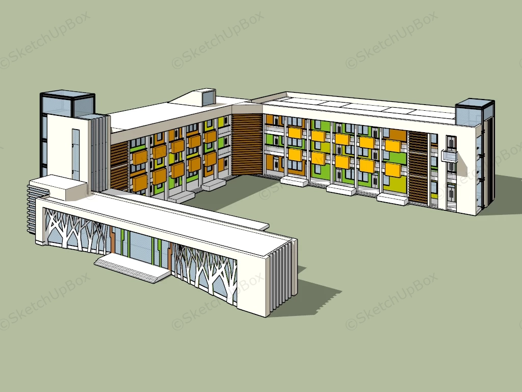 Kindergarten Building Design sketchup model preview - SketchupBox