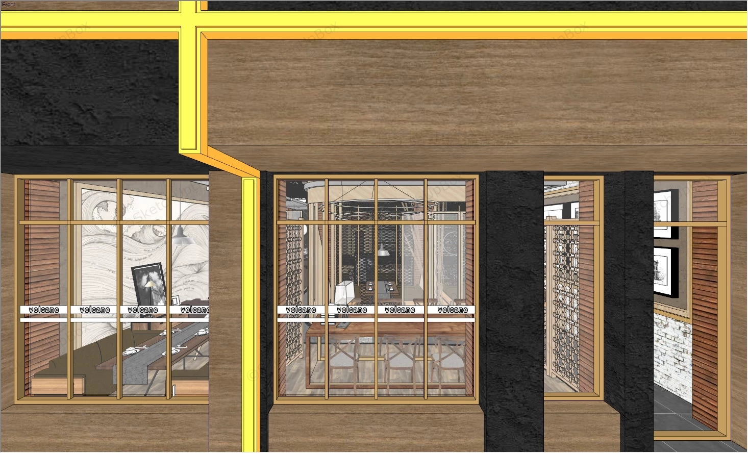 Rustic Industrial Coffee Shop Design sketchup model preview - SketchupBox