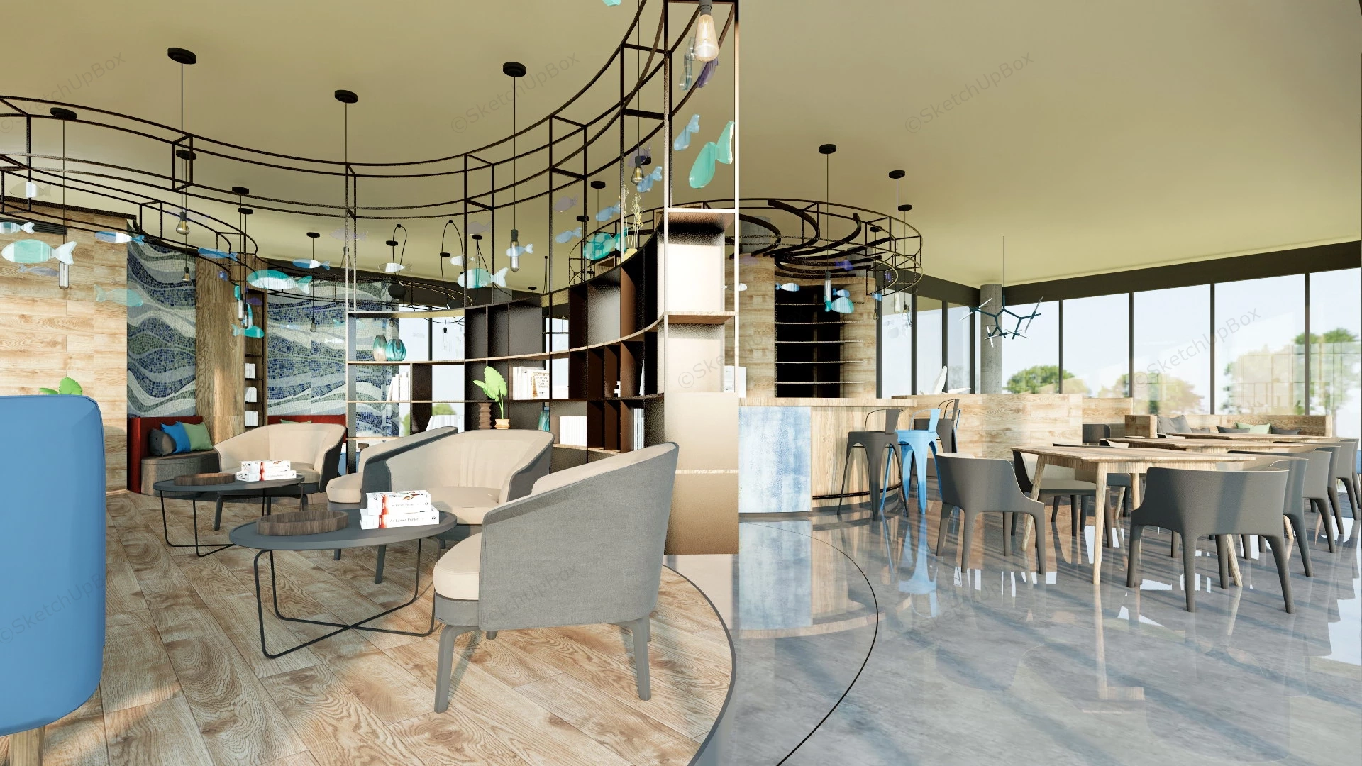 Ocean Coffee Shop sketchup model preview - SketchupBox