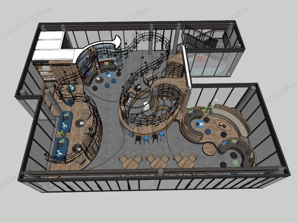 Ocean Coffee Shop sketchup model preview - SketchupBox